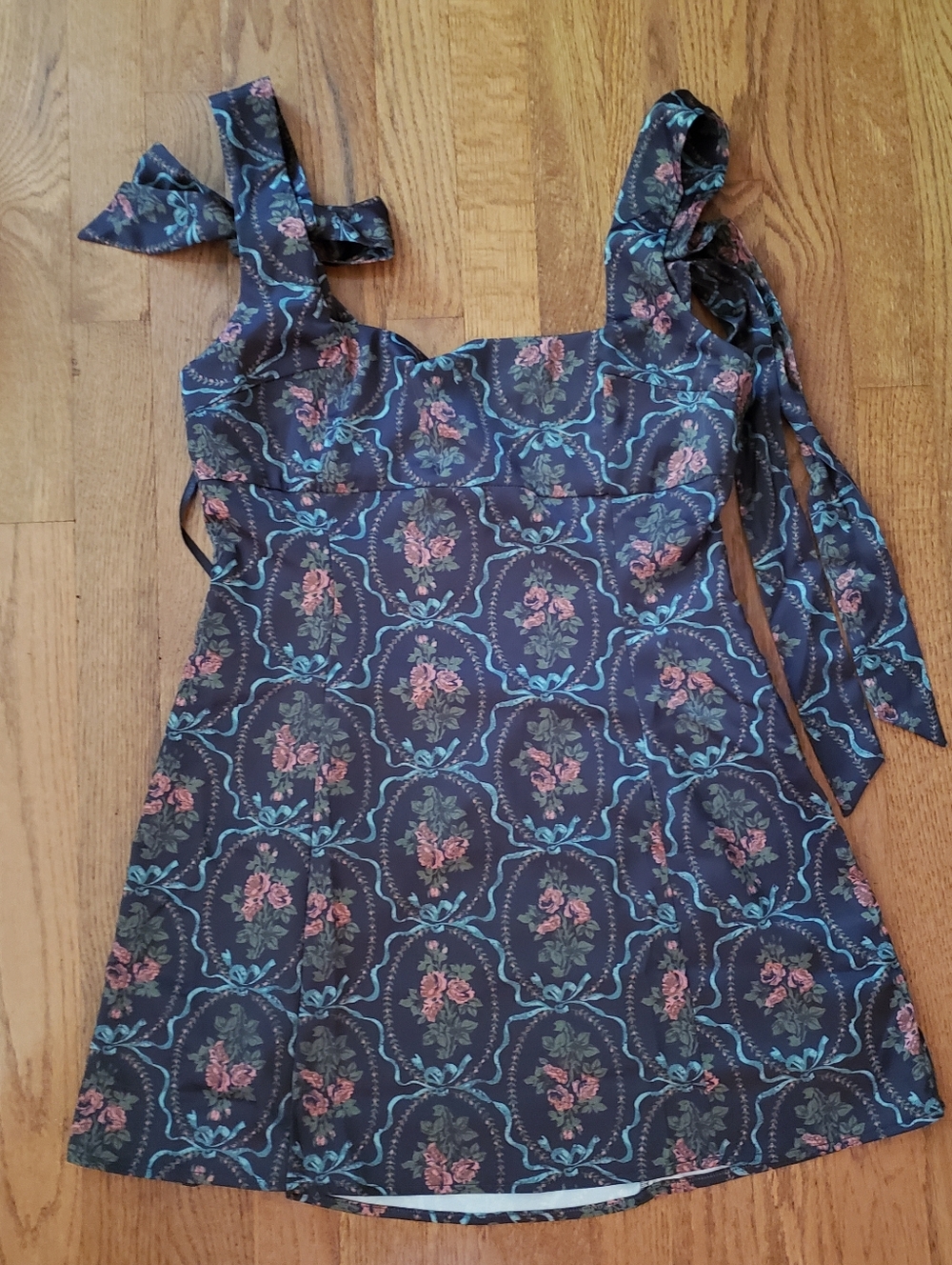 Urban Outfitters BRI Double Bow Back Sleek Satin Mini Dress